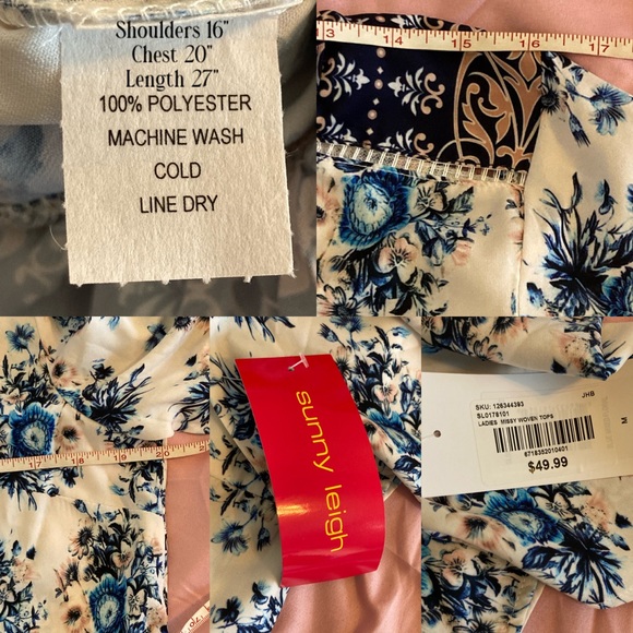 NWT Sunny Leigh Lightweight Silky Floral Tunic Top - Picture 2 of 7